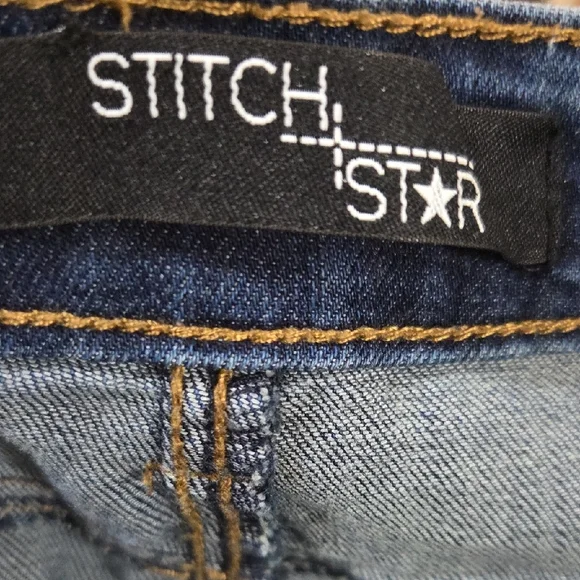 Stitch Star Embroidered Blue Jeans - Picture 2 of 6